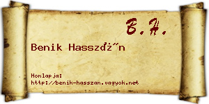 Benik Hasszán névjegykártya